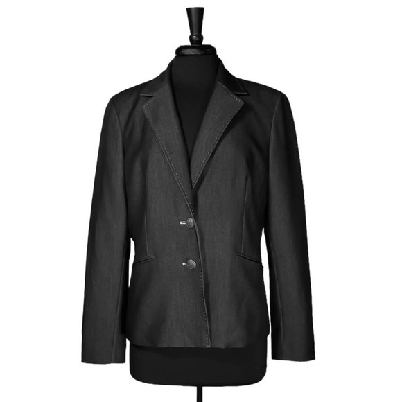 Kasper Women's Blazer Gray Two Button Stretch Lined Career Work Suit Jacket 12 - Picture 1 of 9